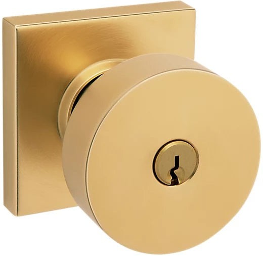 Baldwin Estate 5250 Keyed Contemporary Knob with Square Rosette in Lifetime Satin Brass finish