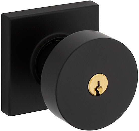 Baldwin Estate 5250 Keyed Contemporary Knob with Square Rosette in Satin Black finish