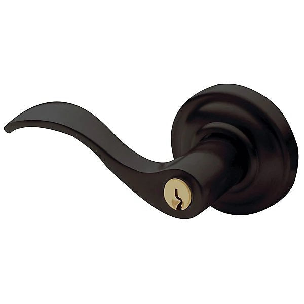 Baldwin Estate 5255 Keyed Wave Left Handed Lever with Classic Rose in Oil Rubbed Bronze finish