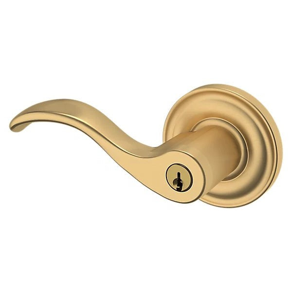 Baldwin Estate 5255 Keyed Wave Left Handed Lever with Classic Rose in Vintage Brass finish