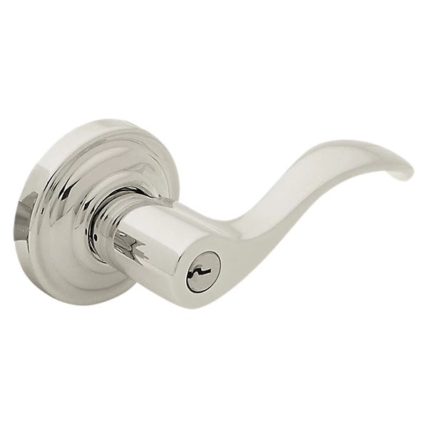 Baldwin Estate 5255 Keyed Wave Right Handed Lever with Classic Rose in Lifetime Polished Nickel finish