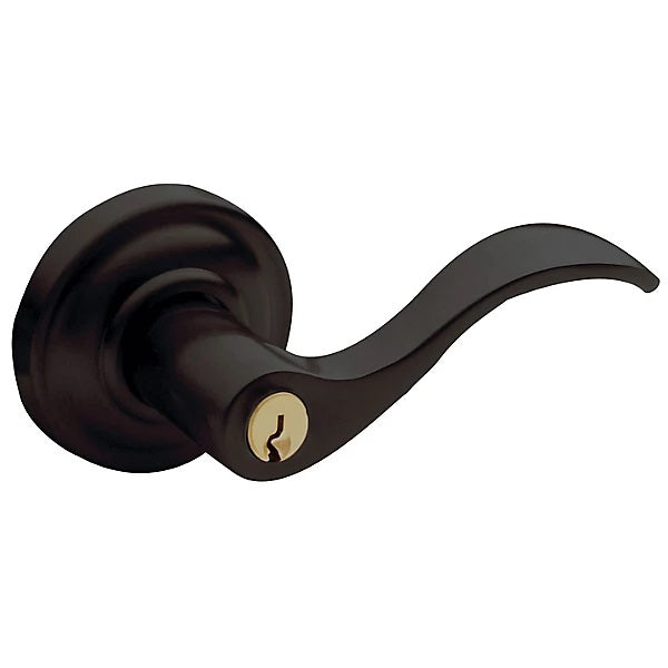 Baldwin Estate 5255 Keyed Wave Right Handed Lever with Classic Rose in Oil Rubbed Bronze finish