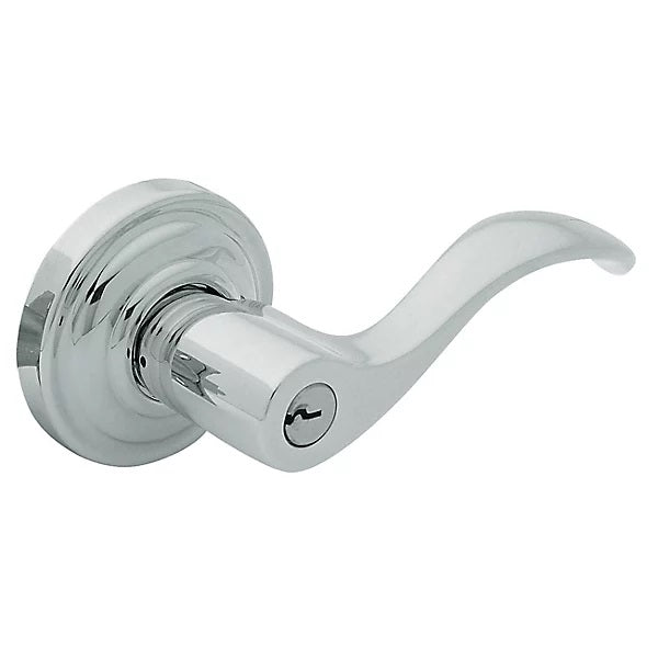 Baldwin Estate 5255 Keyed Wave Right Handed Lever with Classic Rose in Polished Chrome finish