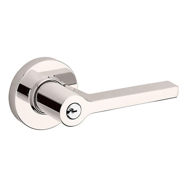 Baldwin Estate 5260 Keyed Square Right Handed Lever with Round Rose in Lifetime Polished Nickel finish