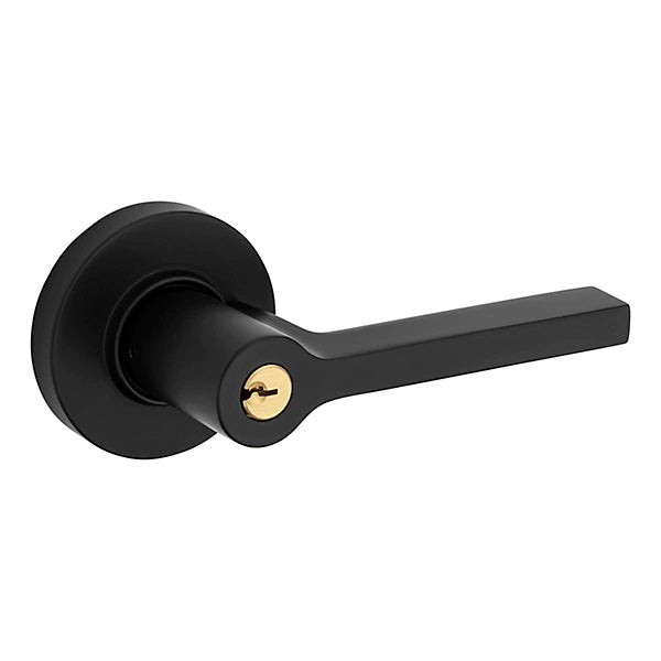 Baldwin Estate 5260 Keyed Square Right Handed Lever with Round Rose in Satin Black finish