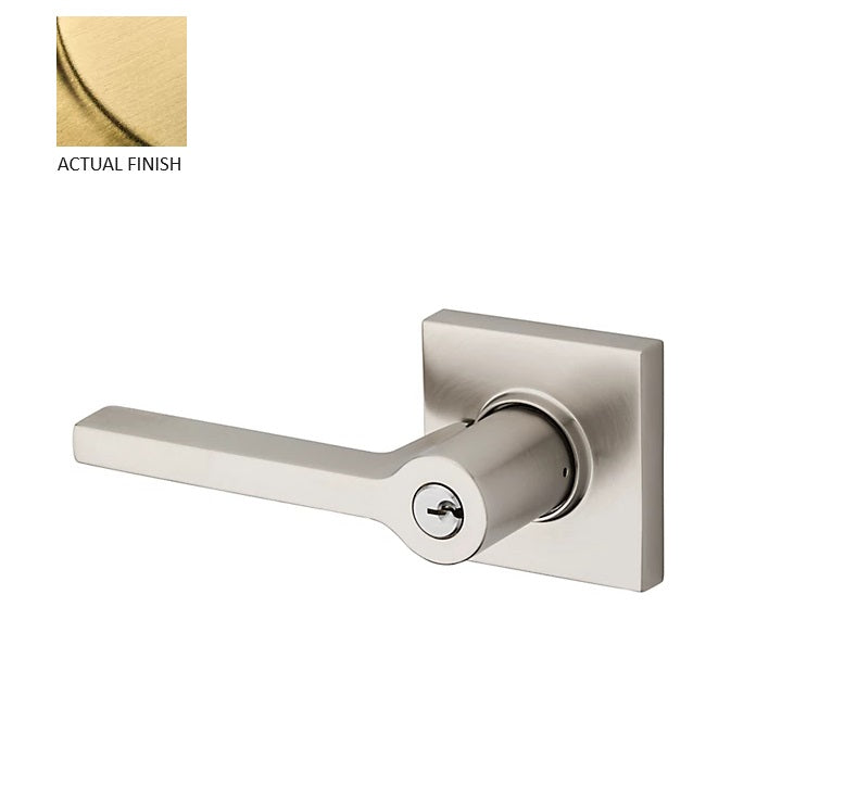 Baldwin Estate 5285 Keyed Square Left Handed Lever with Square Rose in Lifetime Satin Brass finish