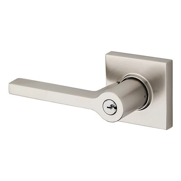 Baldwin Estate 5285 Keyed Square Left Handed Lever with Square Rose in Lifetime Satin Nickel finish