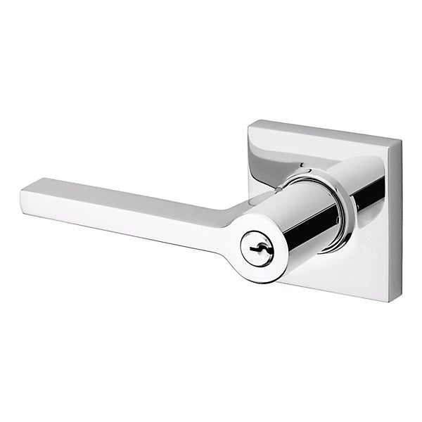 Baldwin Estate 5285 Keyed Square Left Handed Lever with Square Rose in Polished Chrome finish