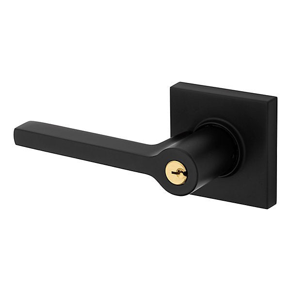 Baldwin Estate 5285 Keyed Square Left Handed Lever with Square Rose in Satin Black finish