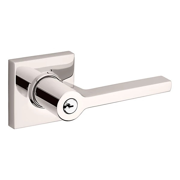 Baldwin Estate 5285 Keyed Square Right Handed Lever with Square Rose in Lifetime Polished Nickel finish