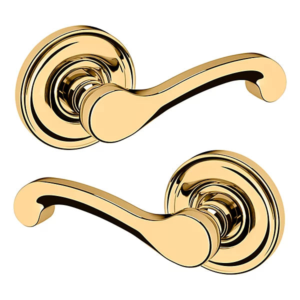 Baldwin Estate 5445V Full Dummy Lever with 5048 Rose in Lifetime Polished Brass finish