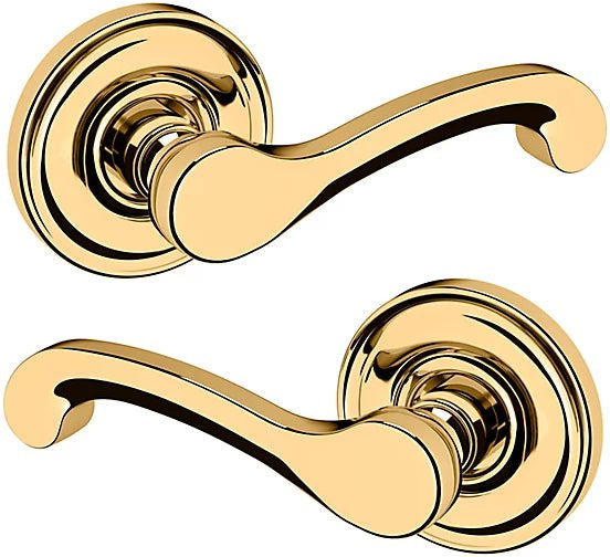 Baldwin Estate 5445V Full Dummy Lever with 5048 Rosette in Lifetime Polished Brass finish