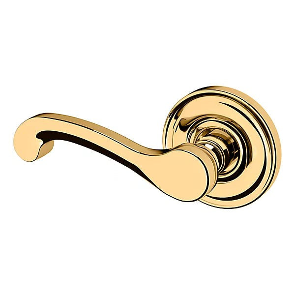 Baldwin Estate 5445V Left Handed Half Dummy Lever with 5048 Rose in Lifetime Polished Brass finish