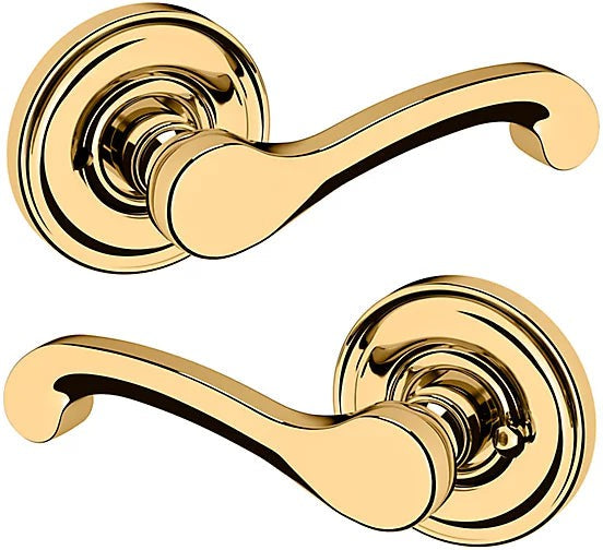 Baldwin Estate 5445V Privacy Lever with 5048 Rosette in Lifetime Polished Brass finish