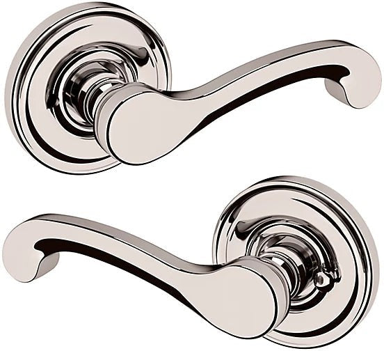 Baldwin Estate 5445V Privacy Lever with 5048 Rosette in Lifetime Polished Nickel finish