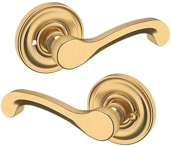 Baldwin Estate 5445V Privacy Lever with 5048 Rosette in Lifetime Satin Brass finish