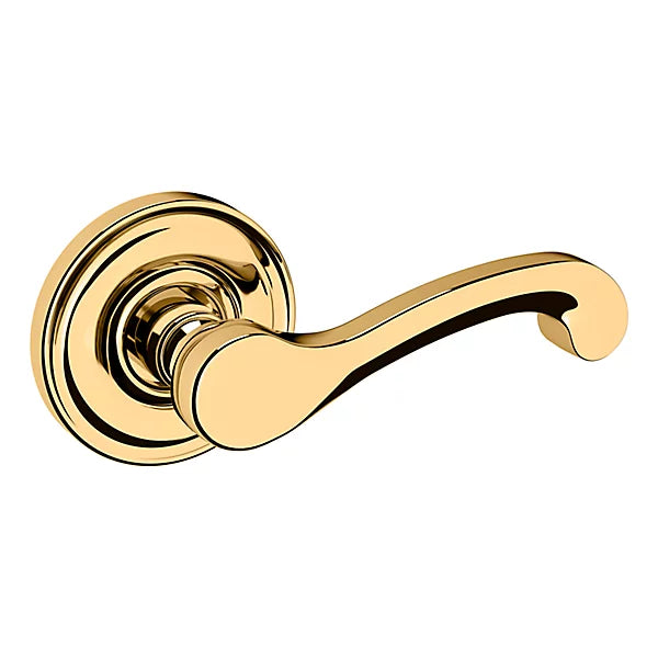 Baldwin Estate 5445V Right Handed Half Dummy Lever with 5048 Rose in Lifetime Polished Brass finish