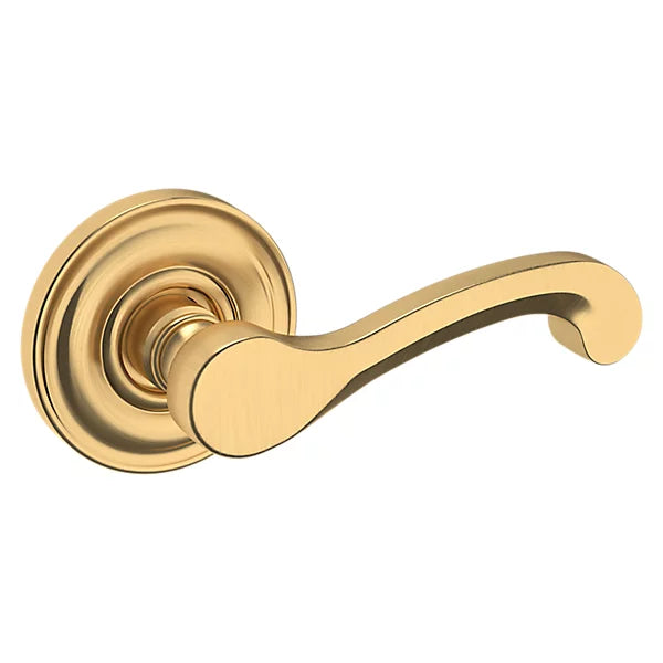 Baldwin Estate 5445V Right Handed Half Dummy Lever with 5048 Rose in Lifetime Satin Brass finish