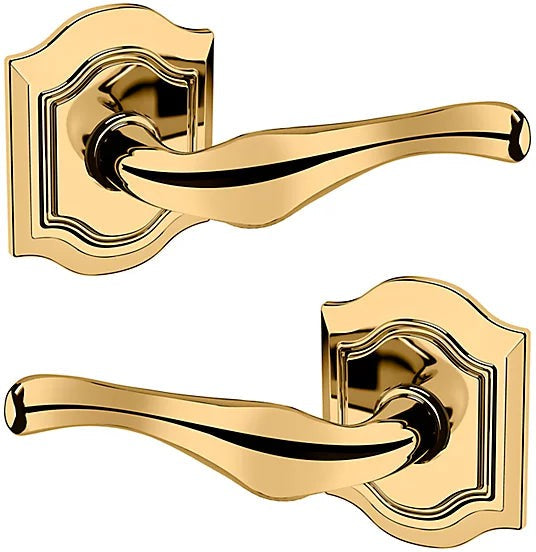 Baldwin Estate 5447V Passage Lever with R027 Rosette in Unlacquered Brass finish