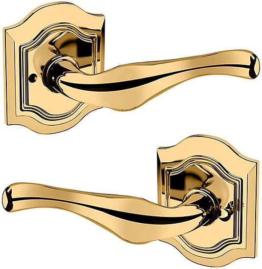 Baldwin Estate 5447V Privacy Lever with R027 Rosette in Lifetime Polished Brass finish