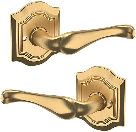 Baldwin Estate 5447V Privacy Lever with R027 Rosette in Lifetime Satin Brass finish