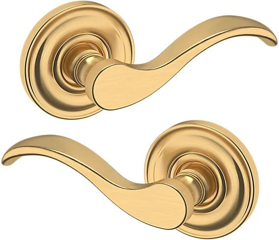 Baldwin Estate 5455V Full Dummy Lever with 5048 Rosette in Lifetime Satin Brass finish