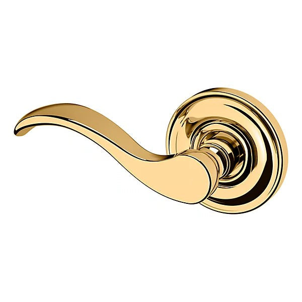 Baldwin Estate 5455V Left Handed Half Dummy Lever with 5048 Rose in Lifetime Polished Brass finish