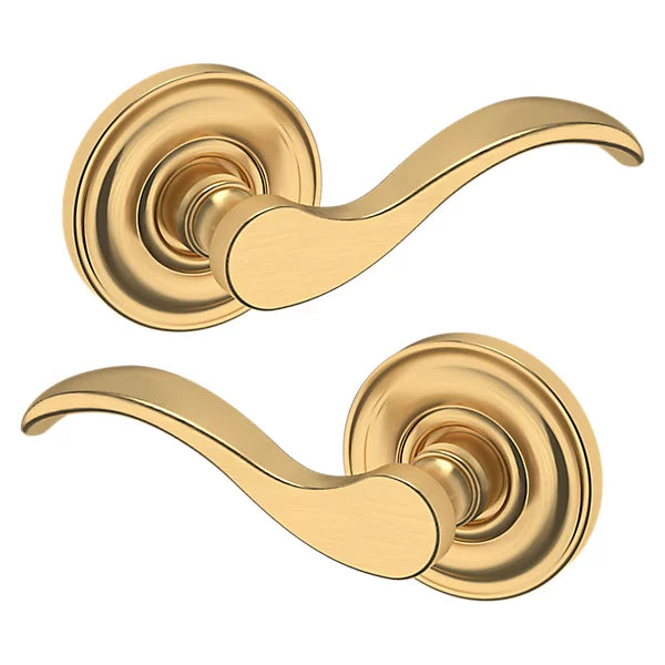 Baldwin Estate 5455V Passage Lever with 5048 Rose in Lifetime Satin Brass finish