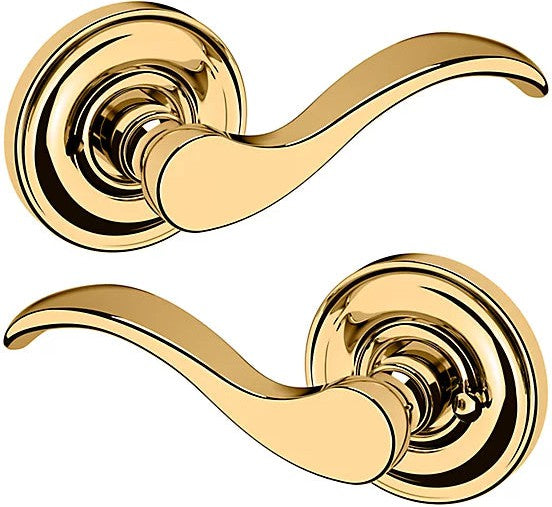 Baldwin Estate 5455V Privacy Lever with 5048 Rosette in Lifetime Polished Brass finish