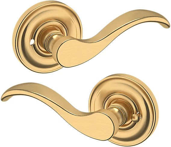 Baldwin Estate 5455V Privacy Lever with 5048 Rosette in Lifetime Satin Brass finish