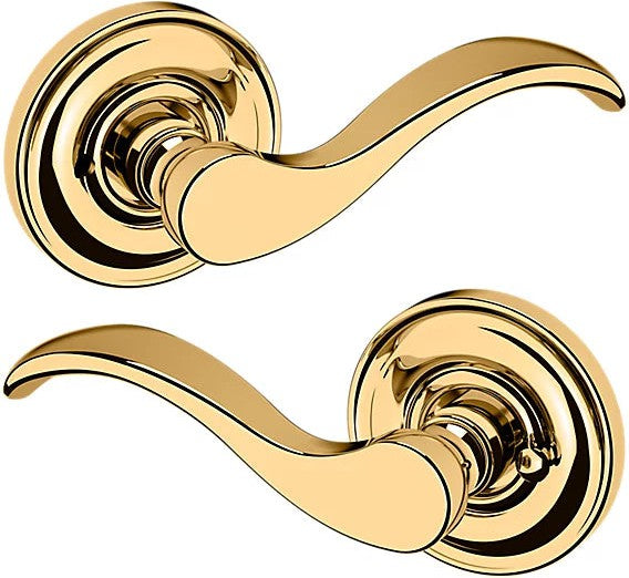 Baldwin Estate 5455V Privacy Lever with 5048 Rosette in Unlacquered Brass finish