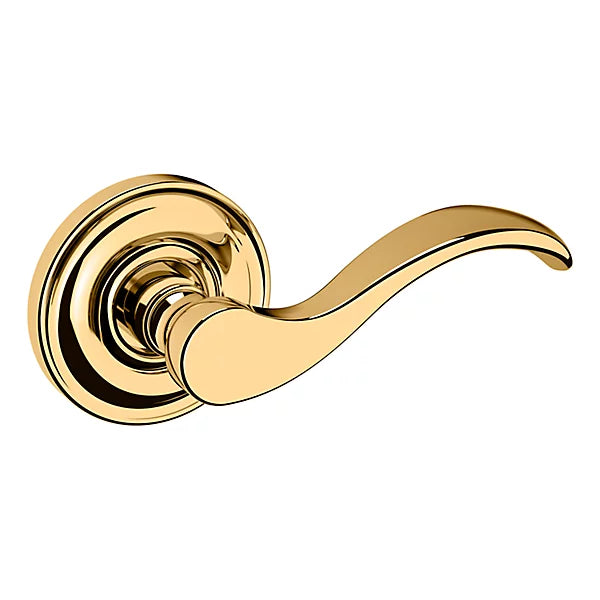 Baldwin Estate 5455V Right Handed Half Dummy Lever with 5048 Rose in Lifetime Polished Brass finish