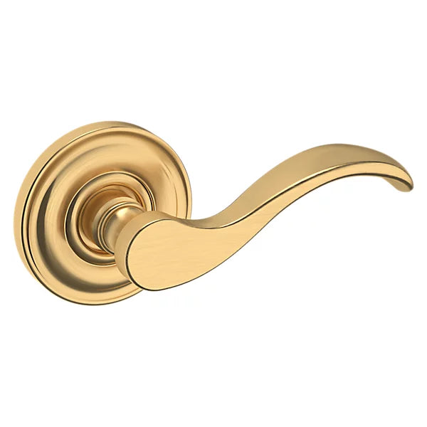 Baldwin Estate 5455V Right Handed Half Dummy Lever with 5048 Rose in Lifetime Satin Brass finish