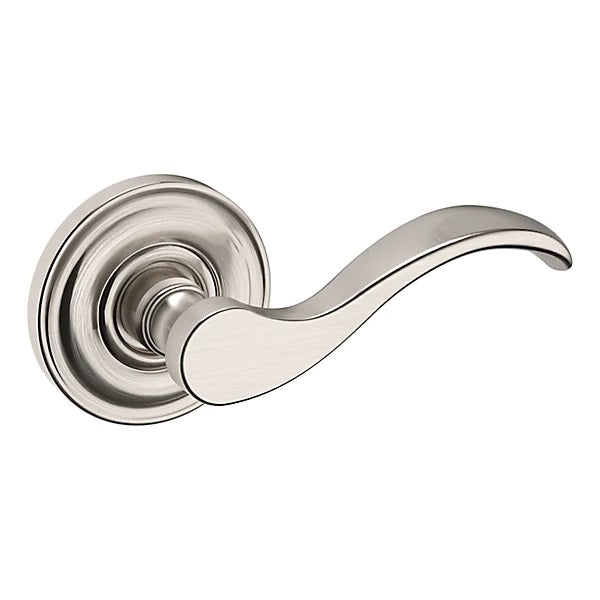 Baldwin Estate 5455V Right Handed Half Dummy Lever with 5048 Rose in Lifetime Satin Nickel finish