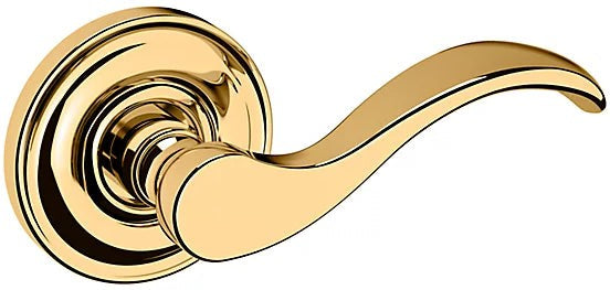 Baldwin Estate 5455V Right Handed Half Dummy Lever with 5048 Rosette in Lifetime Polished Brass finish