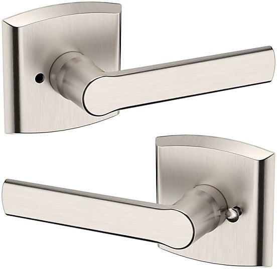 Baldwin Estate 5485V Privacy Lever with R026 Rosette in Lifetime Satin Nickel finish