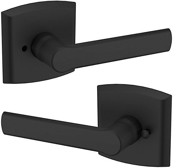 Baldwin Estate 5485V Privacy Lever with R026 Rosette in Satin Black finish