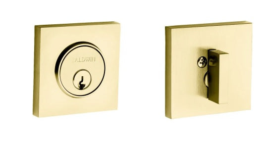 Baldwin Estate 8220 Contemporary Square Deadbolt in Lifetime Satin Brass finish