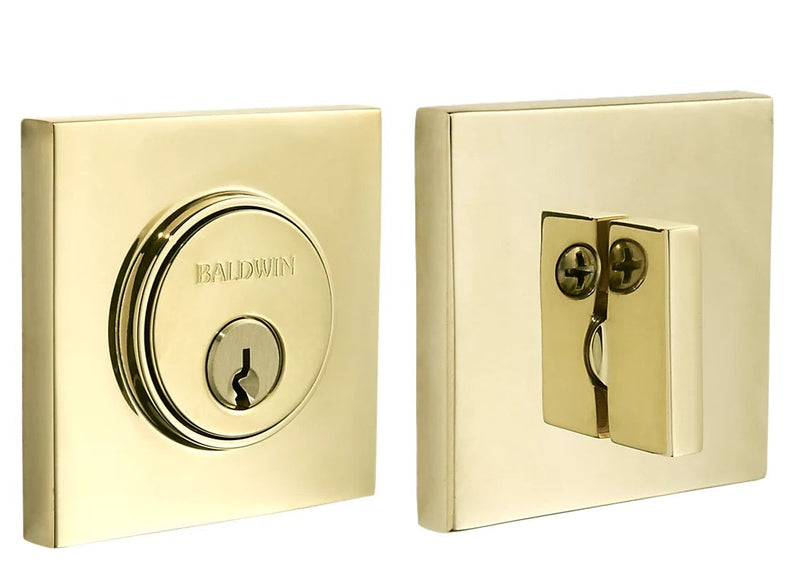 Baldwin Estate 8220 Contemporary Square Deadbolt in Unlacquered Brass finish