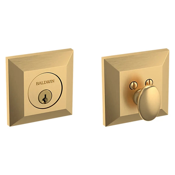 Baldwin Estate 8254 Squared Deadbolt in Lifetime Satin Brass finish