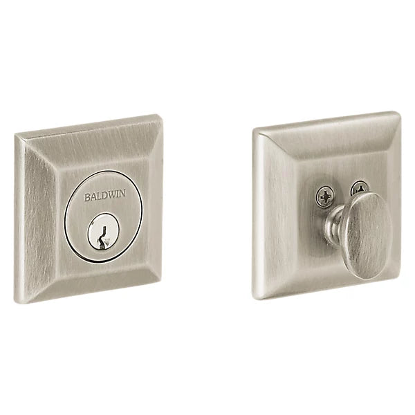 Baldwin Estate 8254 Squared Deadbolt in Lifetime Satin Nickel finish