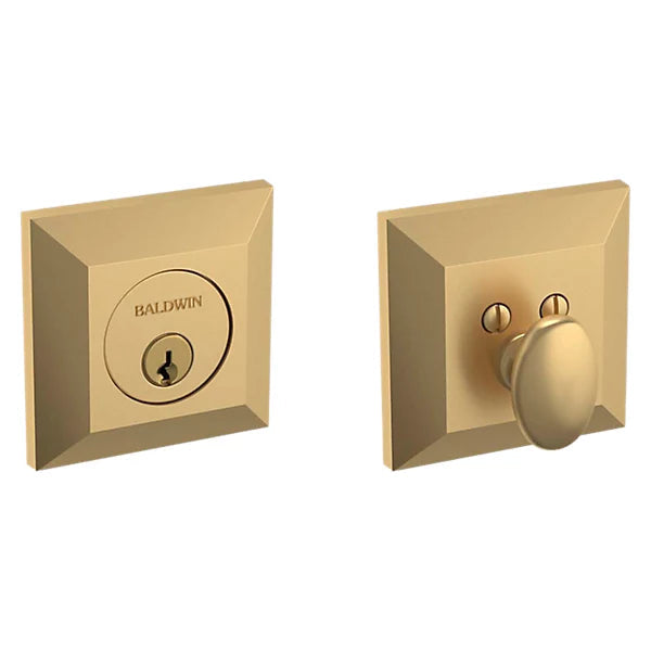 Baldwin Estate 8254 Squared Deadbolt in Vintage Brass finish