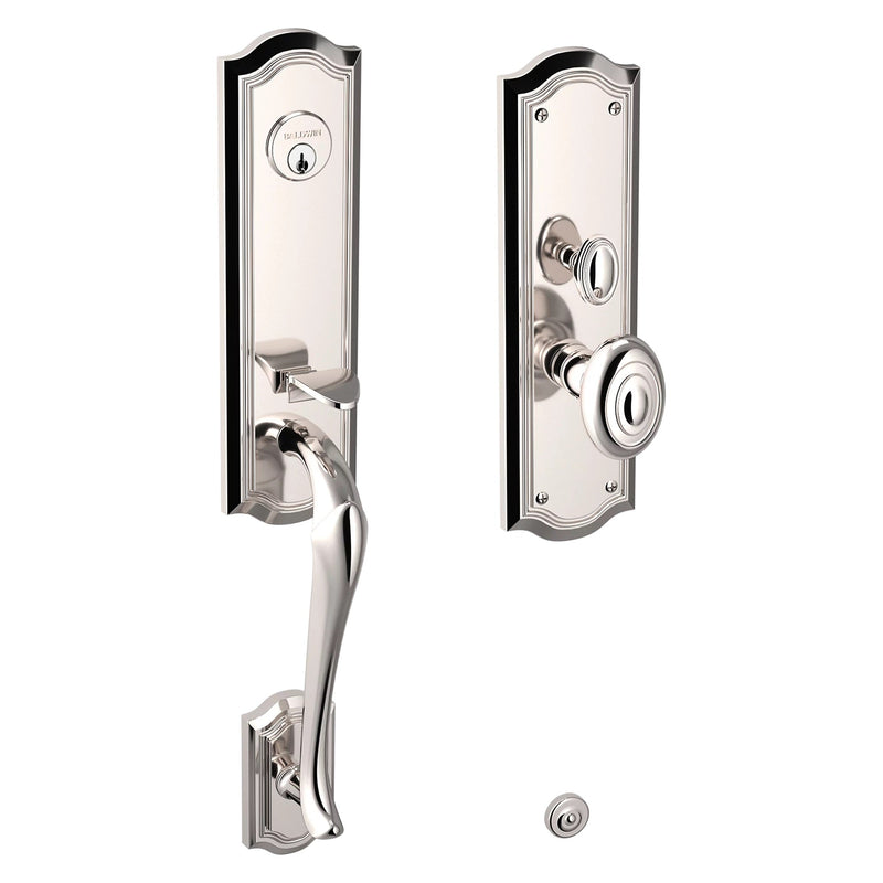 Baldwin Estate Bethpage Mortise Handleset Trim with Interior Knob in Lifetime Polished Nickel finish