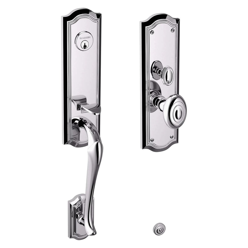 Baldwin Estate Bethpage Mortise Handleset Trim with Interior Knob in Polished Chrome finish