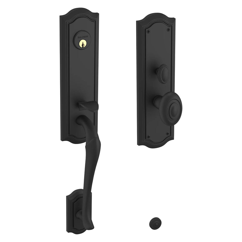 Baldwin Estate Bethpage Mortise Handleset Trim with Interior Knob in Satin Black finish