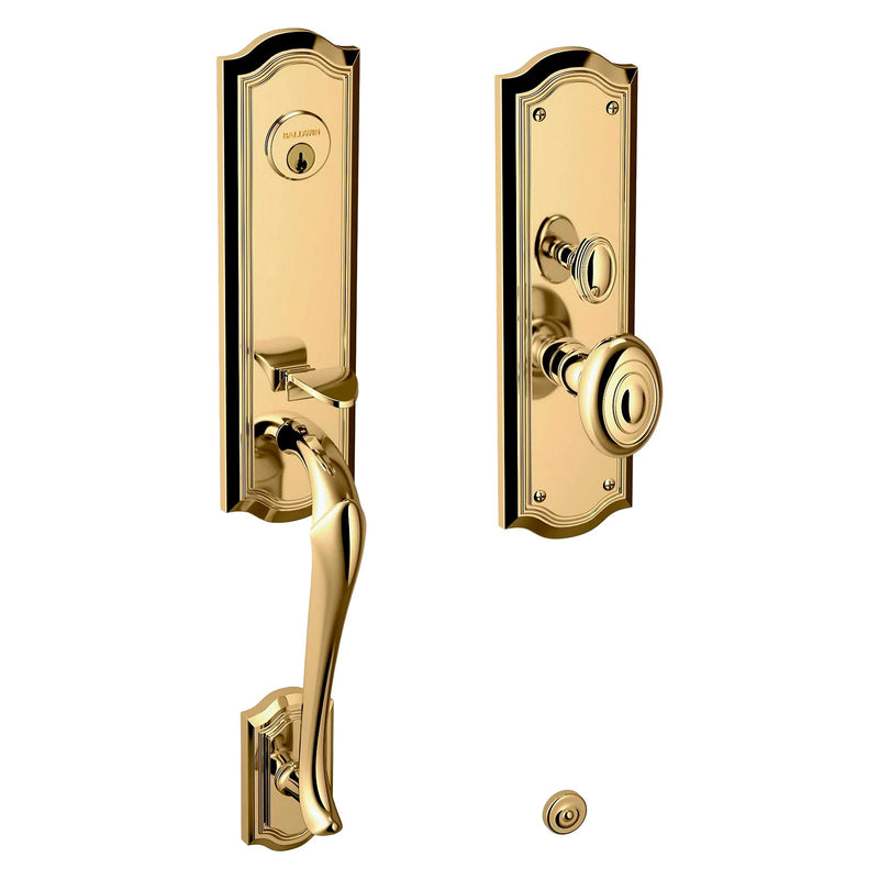 Baldwin Estate Bethpage Mortise Handleset Trim with Interior Knob in Unlacquered Brass finish