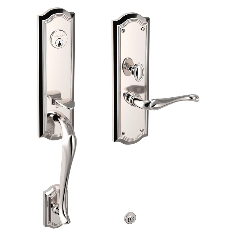 Baldwin Estate Bethpage Mortise Handleset Trim with Interior Left Handed Lever in Lifetime Polished Nickel finish