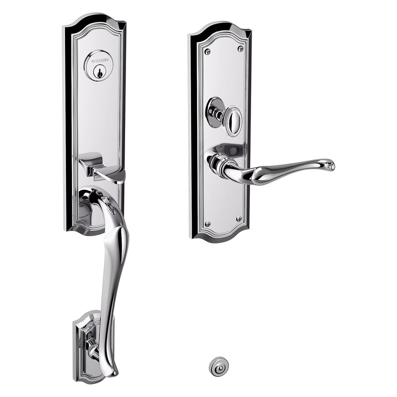 Baldwin Estate Bethpage Mortise Handleset Trim with Interior Left Handed Lever in Polished Chrome finish