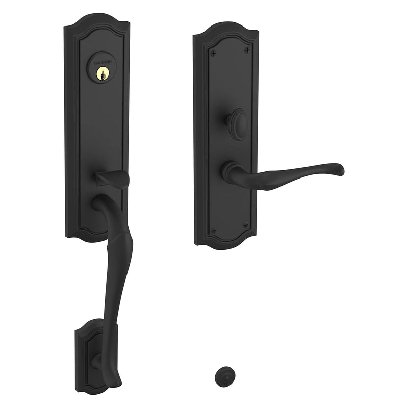 Baldwin Estate Bethpage Mortise Handleset Trim with Interior Left Handed Lever in Satin Black finish