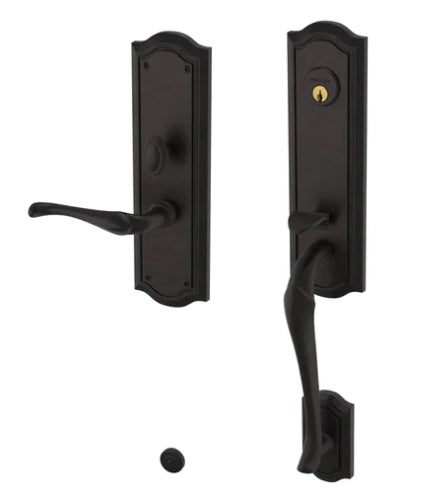 Baldwin Estate Bethpage Mortise Handleset Trim with Interior Right Handed Lever in Oil Rubbed Bronze finish